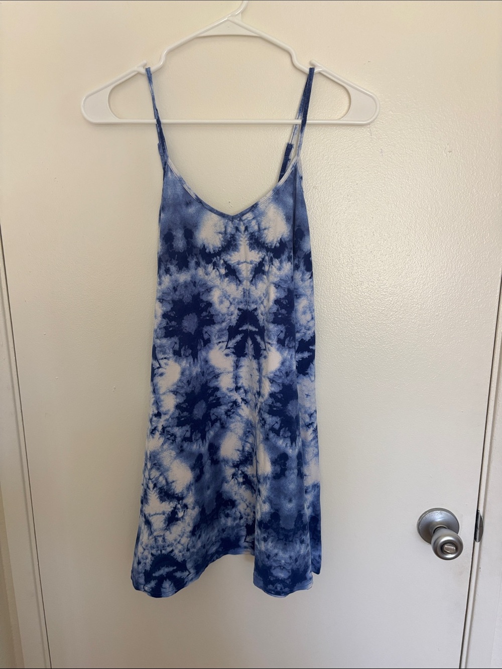Blue & White Tie-Dye Slip Dress